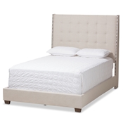Baxton Studio Georgette Modern and Contemporary Light Beige Fabric Upholstered King Size Bed